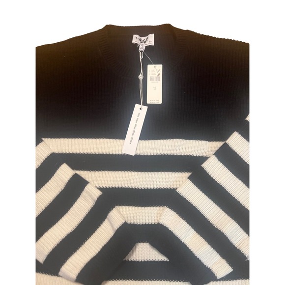 Anthropologie Who Wear What When Where Striped Crew Pullover Knit Sweater M FLAW - Picture 2 of 8